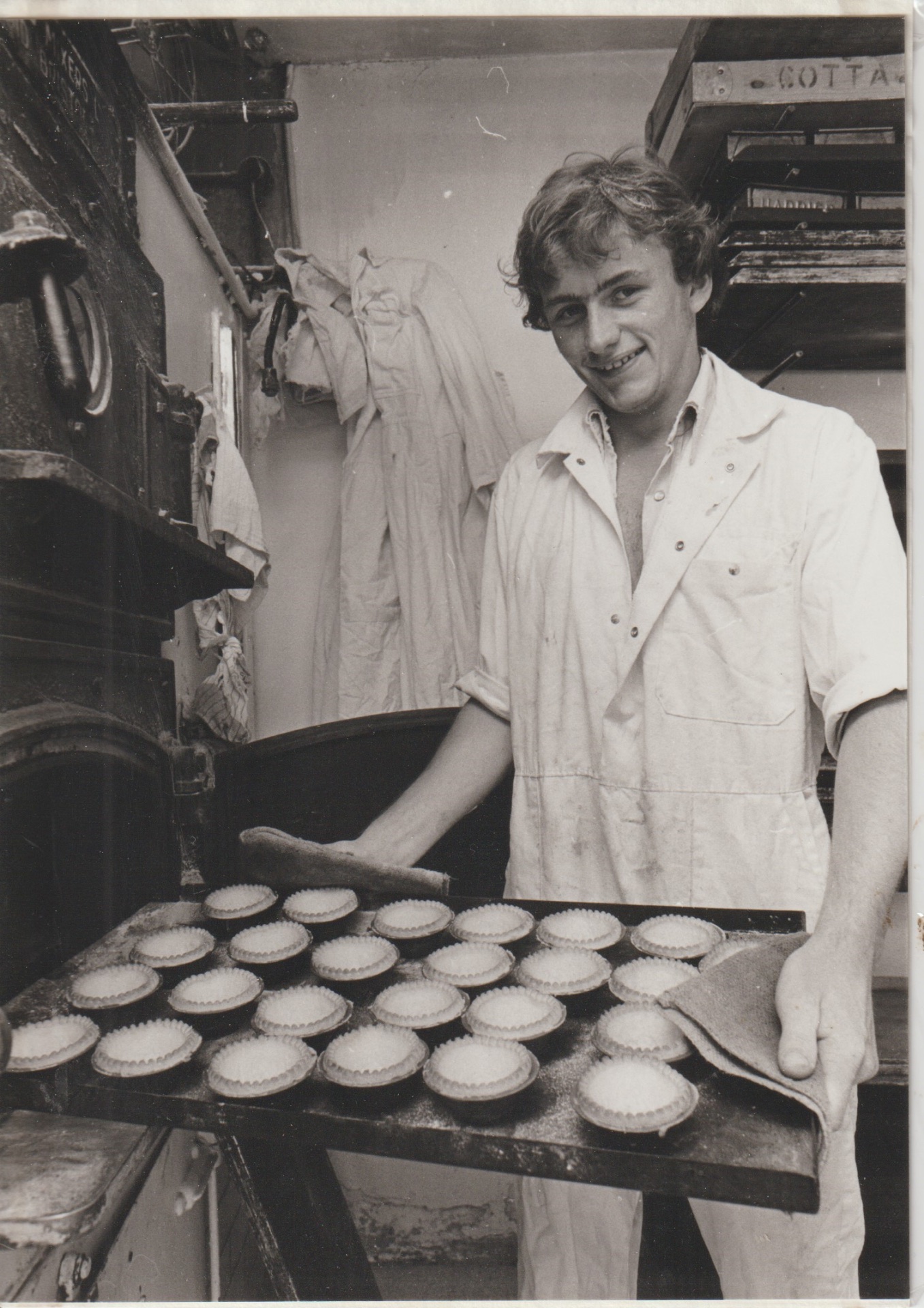 A young Brian, fresh tarts from the oven